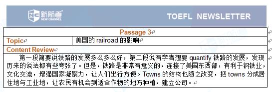 新航道2017.06.25托福考试机经阅读部分Passage 3 美国的railroad的影响